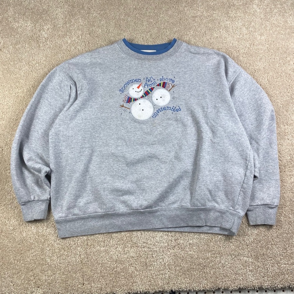 MC Sportswear Snowmen Fall From Above Unassembled Gray Sweatshirt XL Vintage